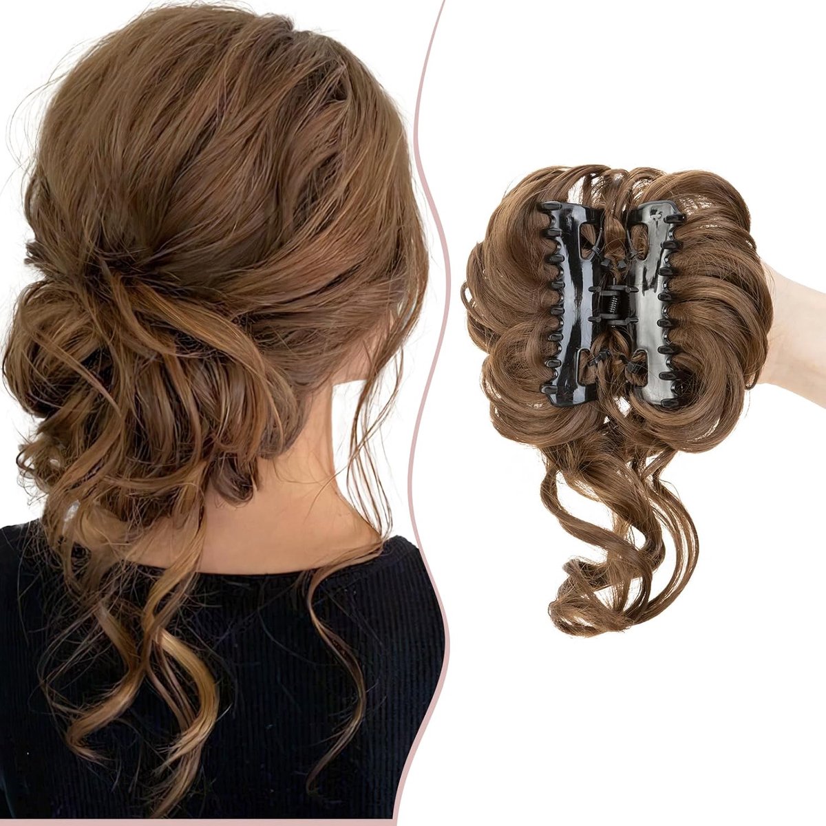 SnelShoppen - Haarstuk met Clip Bun Haarstukken, Haarelastiek met Haar Extensions, Ponytail Vlecht Updo Haarstijlen #10 - 100% Synthetisch, Warmtebest