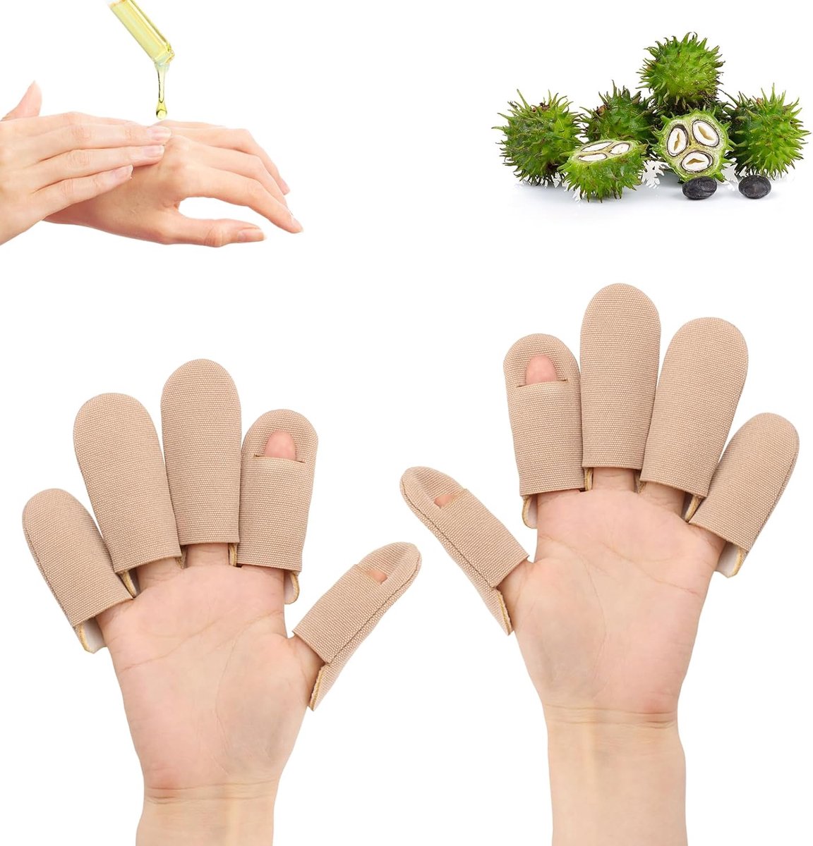 SnelShoppen - 10 Stuks Castor Olie Pack Wraps Voor Vingers, Comfortabele Herbruikbare Katoenen Pads, Waterdichte Castor Olie Verpakkingen Voor Ontspan