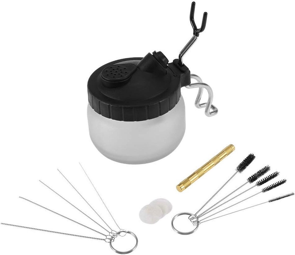 SnelShoppen - Multifunctionele Airbrush Reinigingsset voor Airbrush Apparatuur, Professionele Reinigingsgereedschappen met 11 Stuks Spuitnaalden en Vl