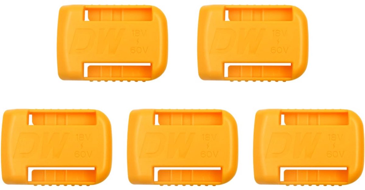 SnelShoppen - 5 Delige Batterijhouder voor 18V 20V Lithium Batterijen - Opruimen en Opslaan - Duurzaam ABS Plastic - Batterijopslag Rack met Belt Clip