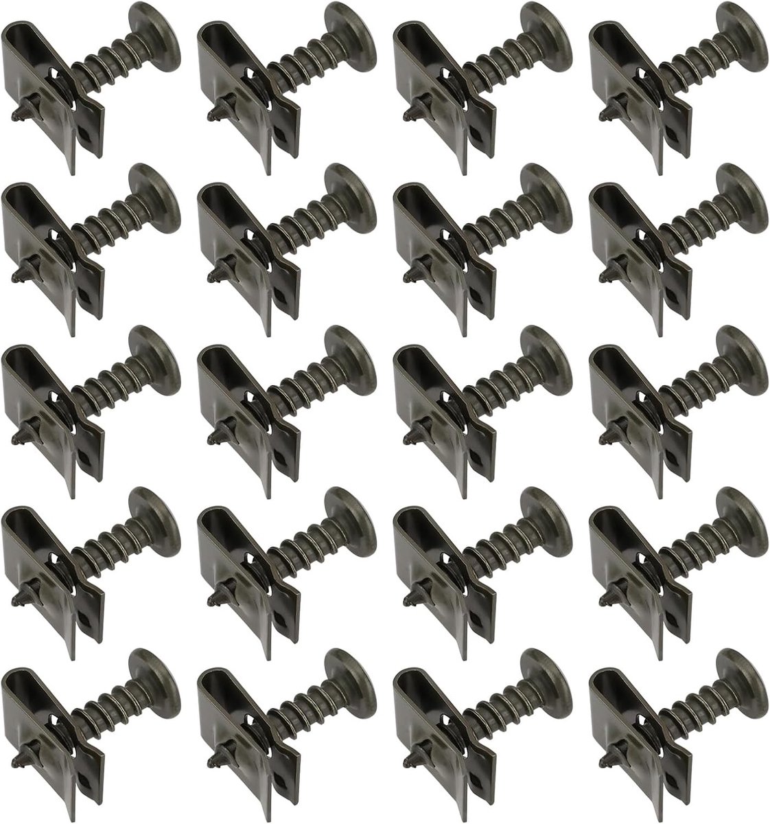 SnelShoppen - 20 Sets M5x20mm Plastic Dekkap Metaal Bevestigingsschroeven en U-Type Klemmen voor Auto Motor Scooter ATV Moped Ebike