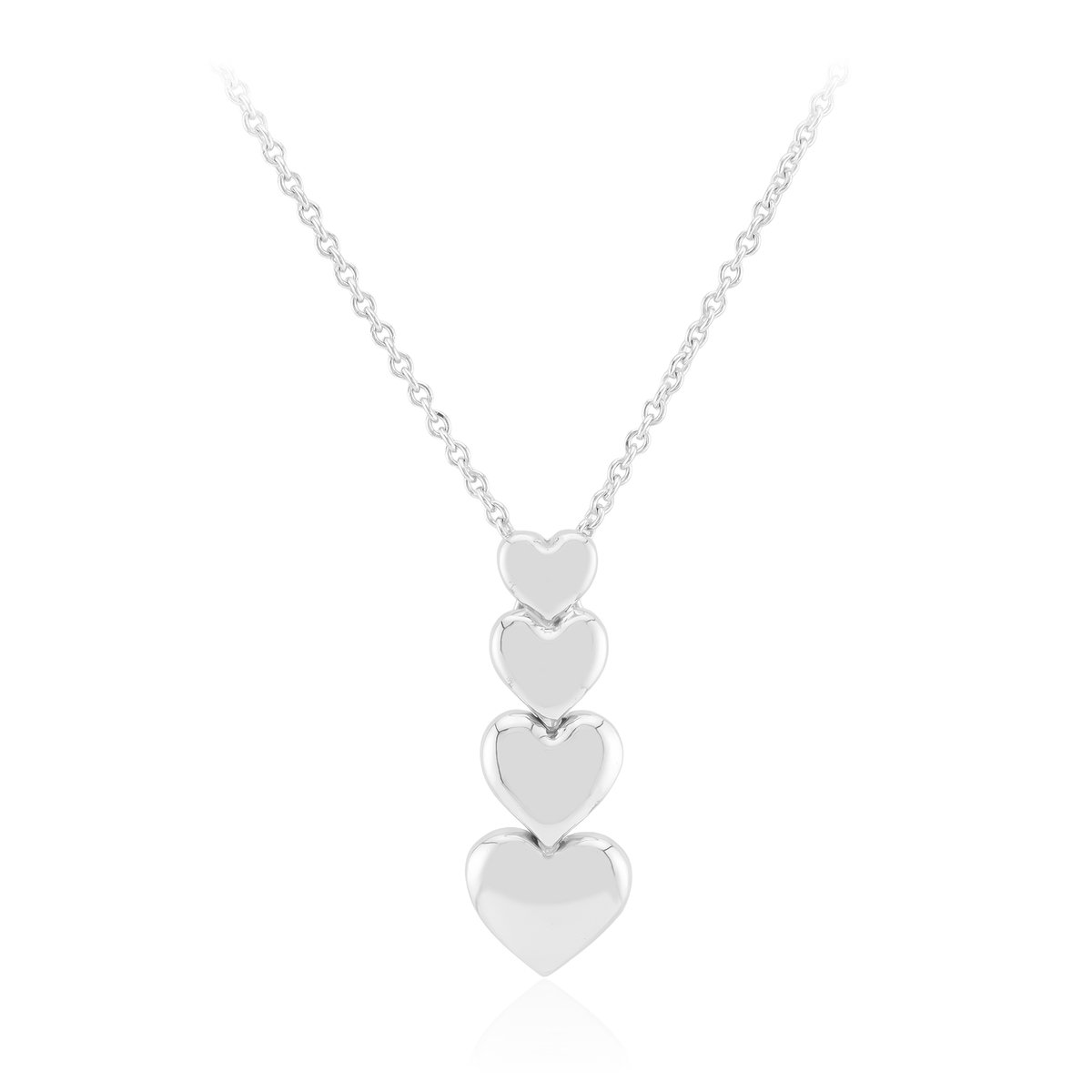Cavill - 925 Sterling Zilver Gerhodineerd - Zilveren Ketting Dames - Filigraan Hart Hanger - 45 cm - Elegante Romantische Stijl
