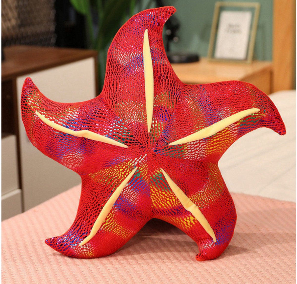 Mascotte pluche zeester rood kussen 45 cm