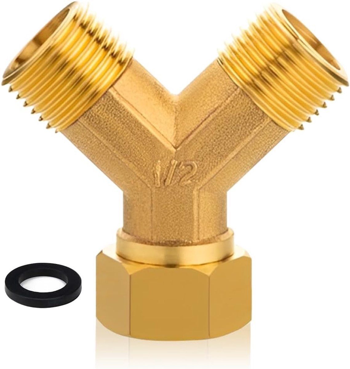 Messing Y-verdeler - 1/2 inch - 1/2 IG x 1/2 AG x 1/2 AG - Beweegbare Schroefverbinding - Voor Wateraansluitingen