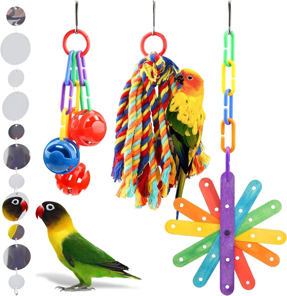 4Pcs Bird Toy Set Bird Swing Chewing Toys - ShopVlot