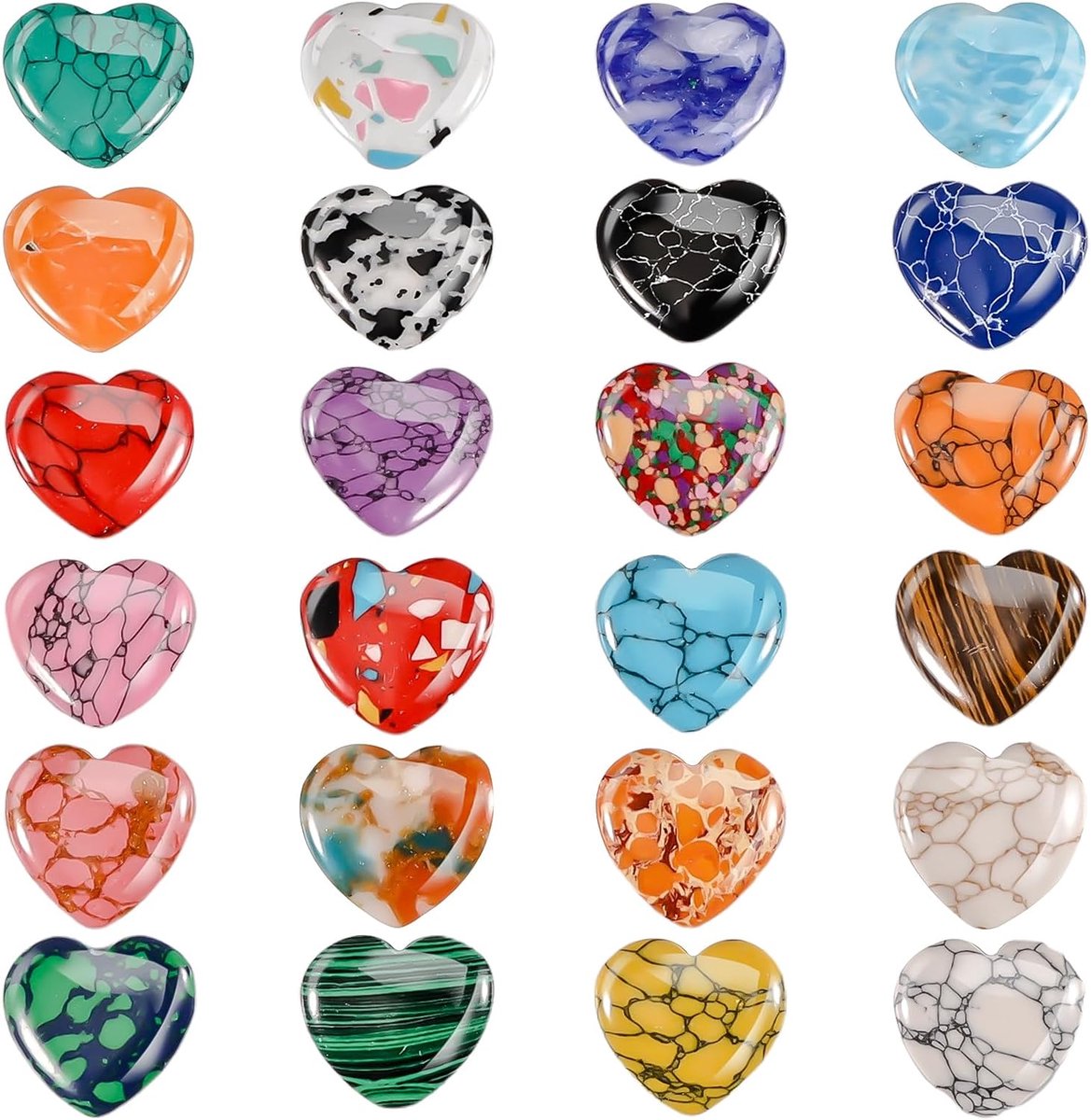 Hartstenen set 24 stuks - gepolijst - kristaldecoratie - ideaal voor meditatie - ShopVlot