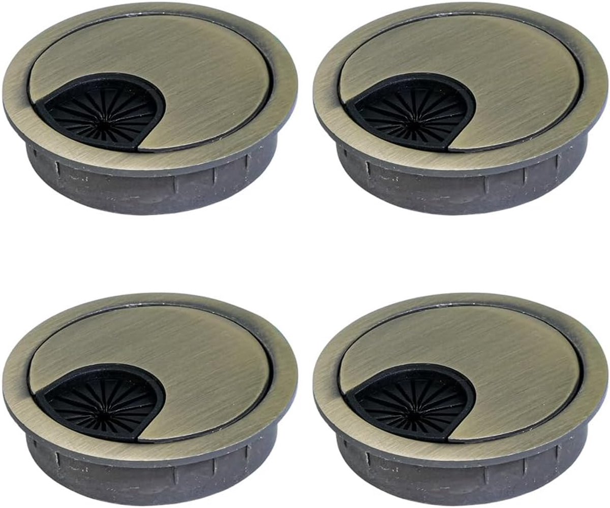 Selyse Pack of 4 53 mm Metal Cable Grommet for Desk with Rubber Permeals, Round Cable Hole Cover for Cable Management - ShopVlot