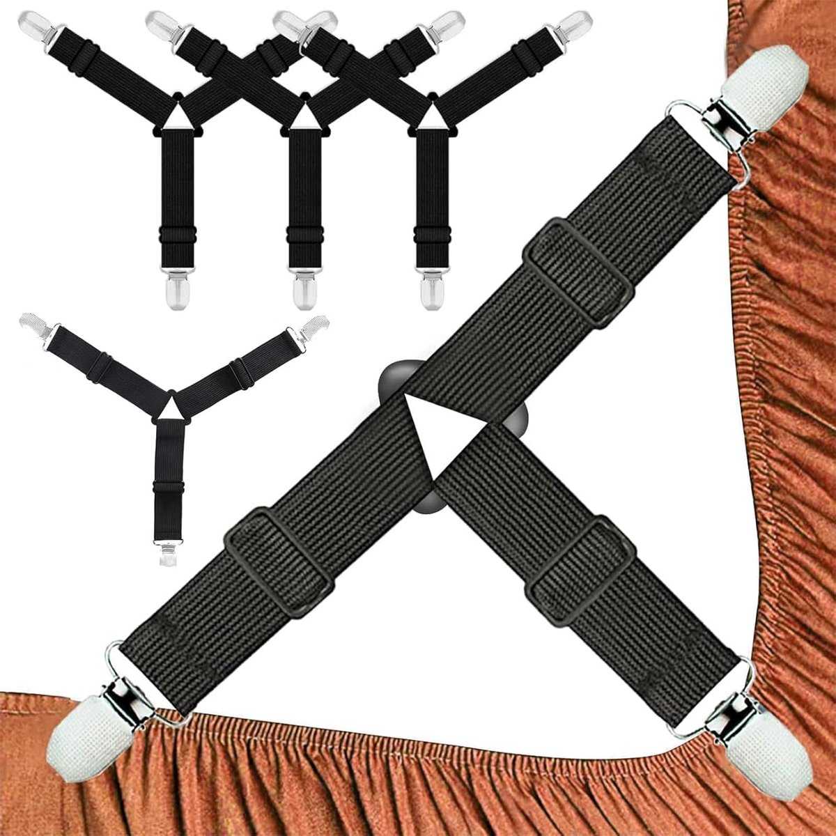 Drap Housse Klemmen 4 Stuks - Metalen Clips - Verstelbaar - Voor Strak Bedlinnen - SnelShoppen