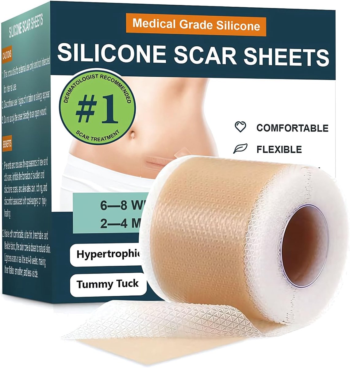 Silicone Scar Dressing Roller (4 cm X 150 cm) Professional Scar Bandage For Caesarean Sections, Surgeries, Burns And - ShopVlot