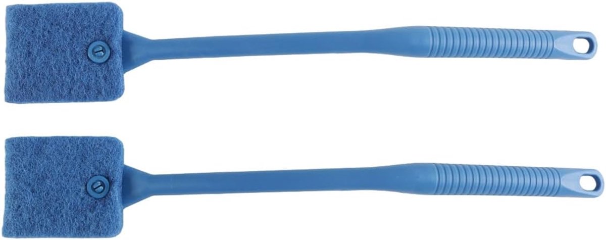 SnelShoppen - 2 stuks sponsborstels voor aquariumreiniging, 40 cm dubbelzijdige herbruikbare schrobborstel in blauw, milieuvriendelijk en effectief te