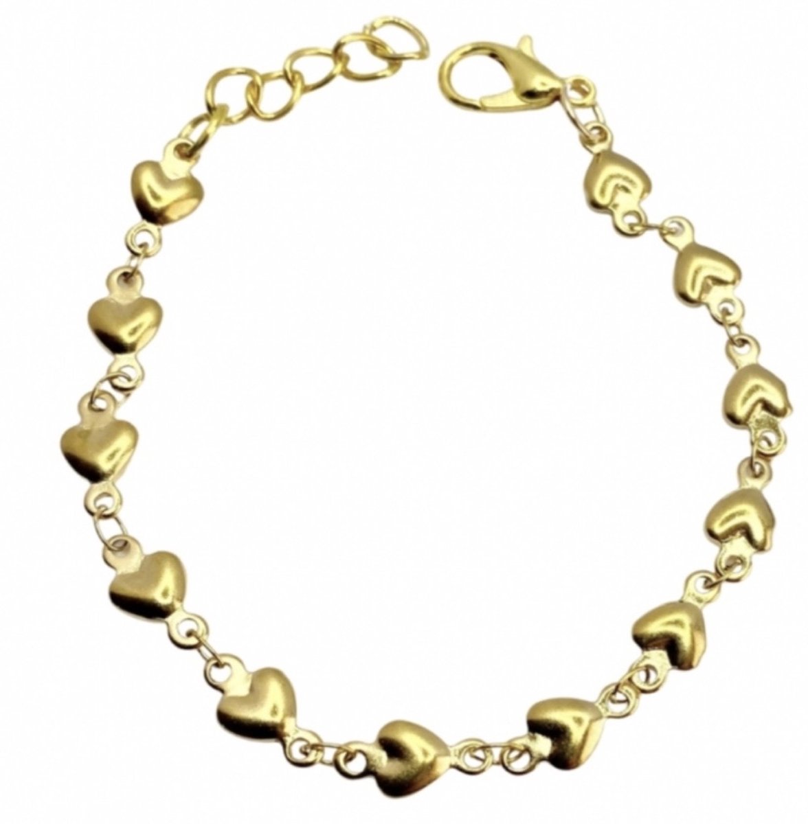Enkelbandje -Hart -Goudkleur -RVS 15-17 cm- kinderen- Charme Bijoux