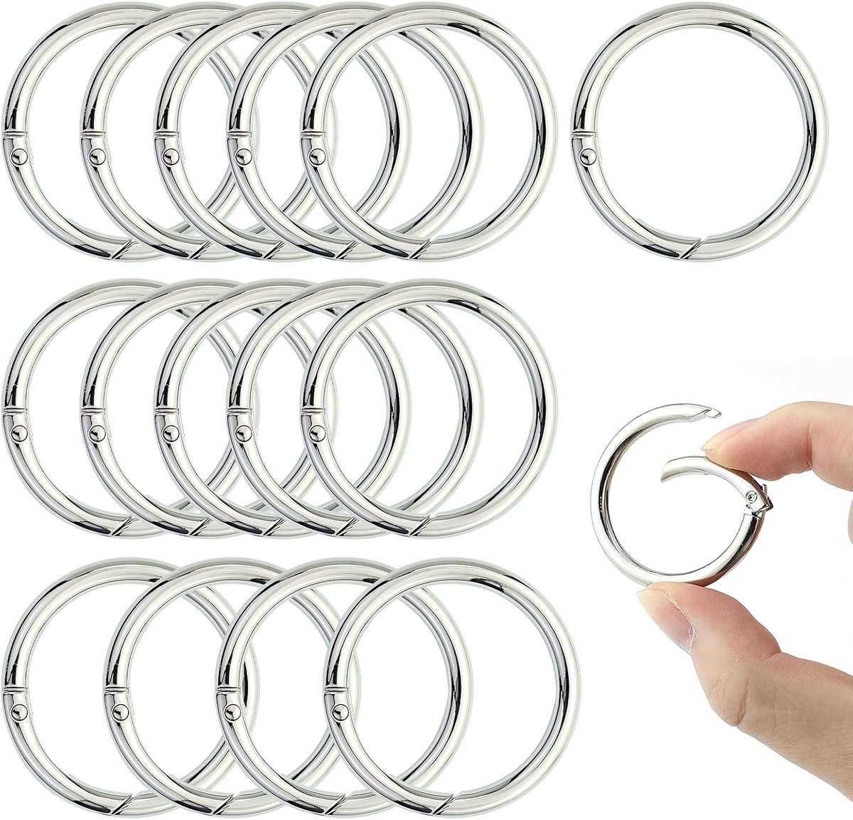 Ronde karabijnhaken 40mm - Zinklegering - 15 stuks - Ideaal voor sleutels en ambachten - ShopVlot