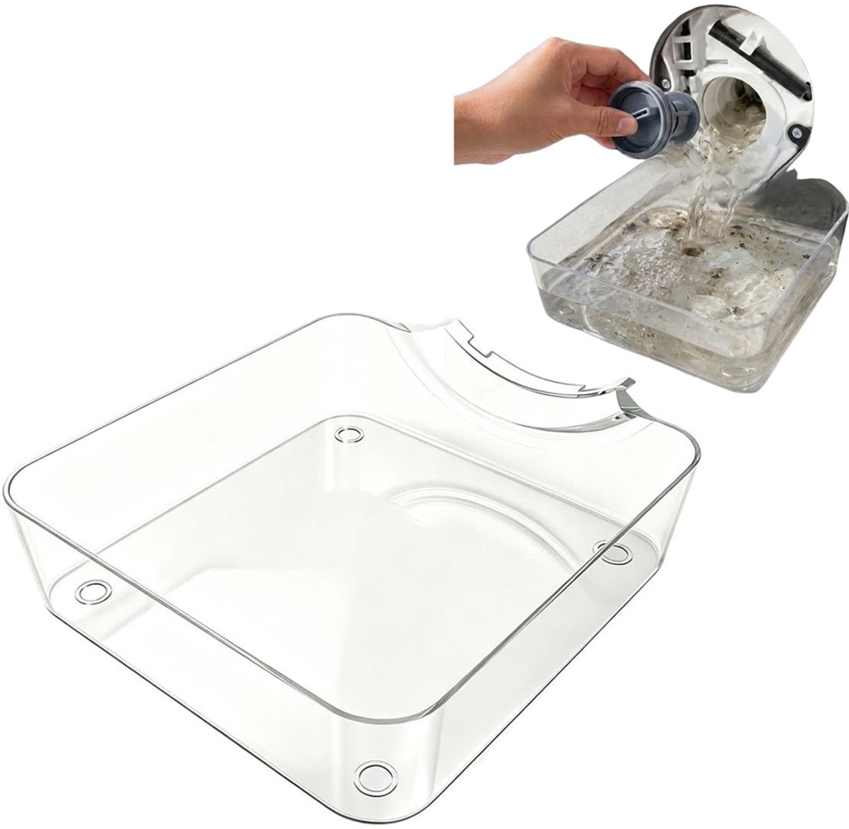 Lekbak Wasmachine - Afvoerbak voor wasmachine - Afvalwaterbak van de wasmachine - Afvalwateropvangbak - 16.4 × 17.4cm - Geschikt voor wasmachines - Universeel - Transparant