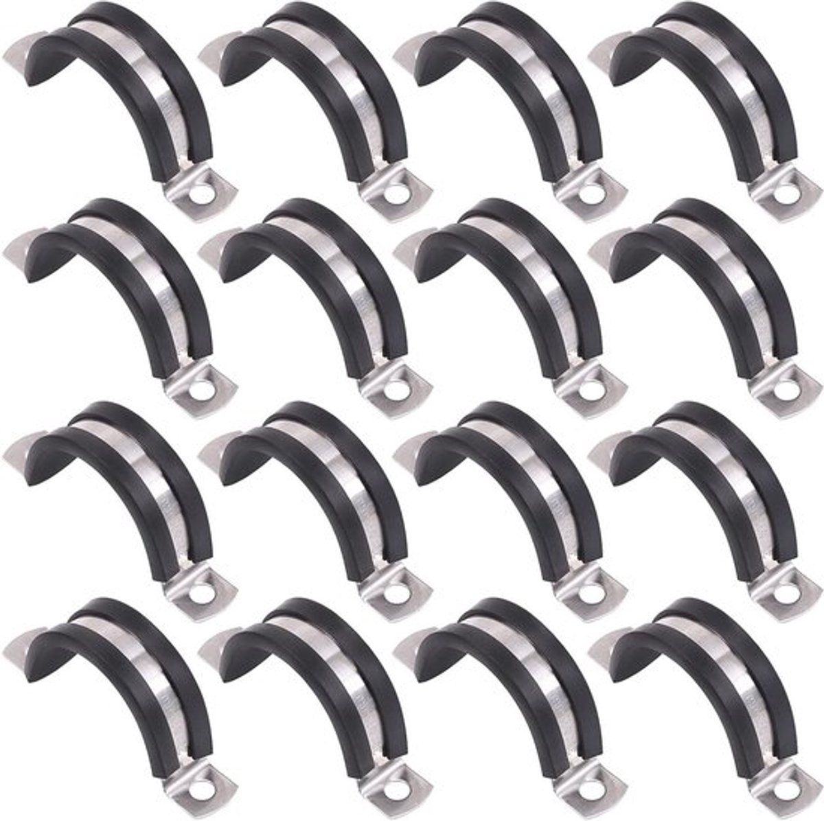 Set van 16 RVS U-Tube Strap Klemmen met Rubber Kussen voor 32MM Buizen - Perfect voor Pijpfixatie en Bevestiging