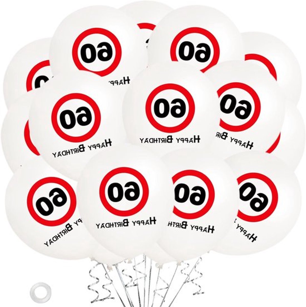 60e Verjaardag Ballonnen Set van 20 - Feestdecoratie voor Mannen en Vrouwen, Helium Ballonnen, Verjaardagsversiering en Wegwijzers