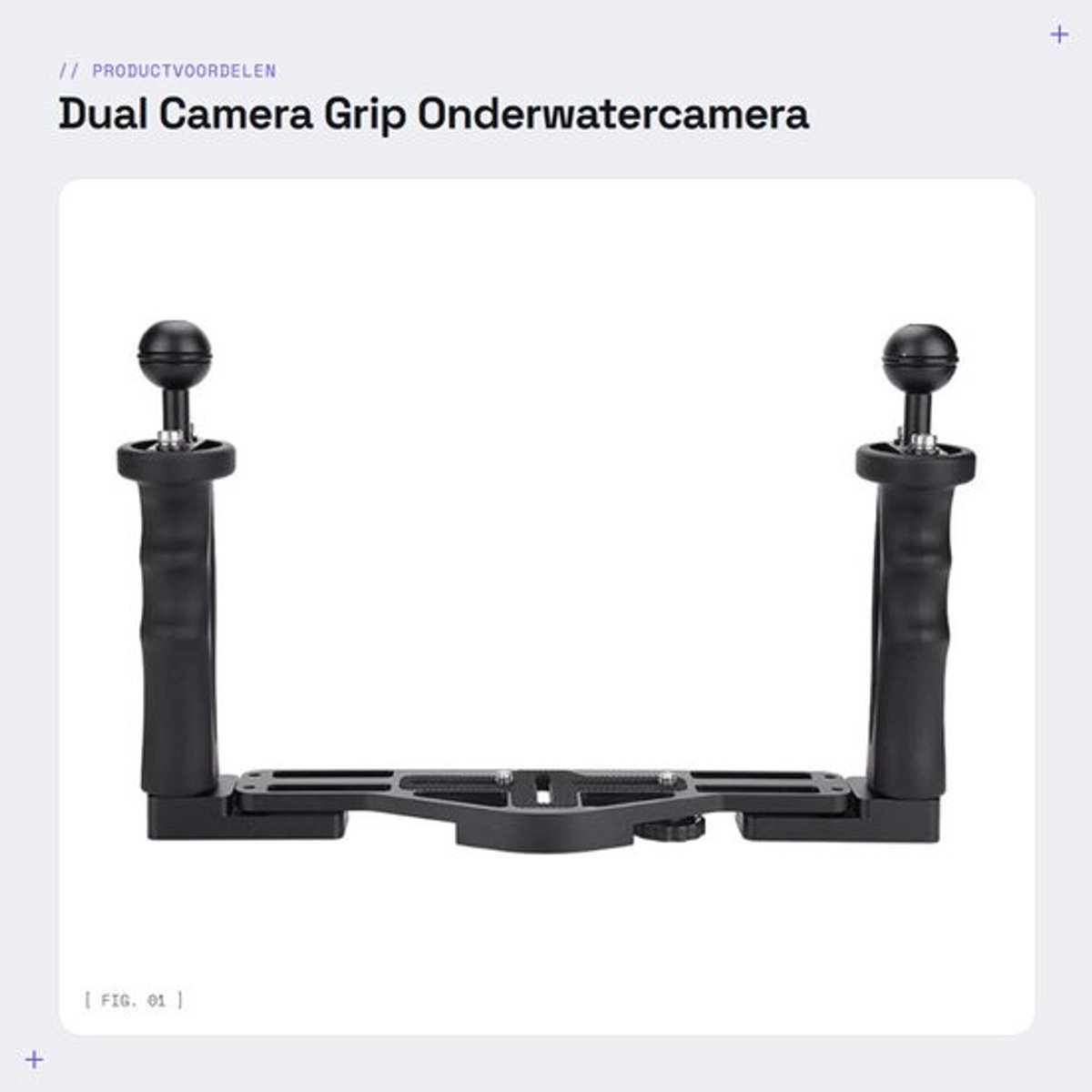 Cameragreep Dubbele Handgreep - Onderwaterfotografie - Aluminium Behuizing - 1/4 Inch Schroeven - Accessoires - Gewicht 639 g - Onderwatercamera
