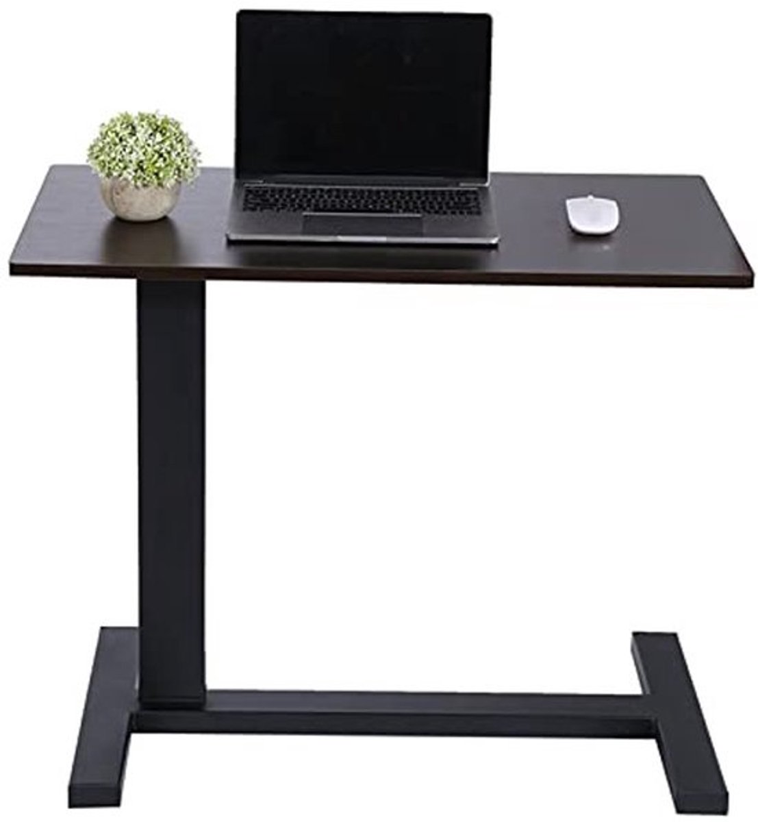 Computerbureau Hoogwaardige Stalen Buis - Multifunctionele Tafel - C-vormig Onderstel - Ingebouwde Rollen - Verstelbare Lade - Bijzettafel
