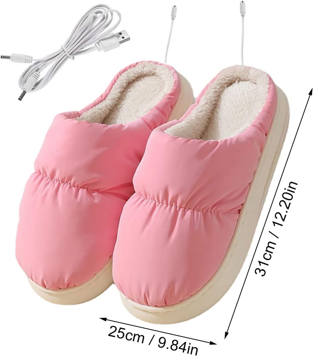 Verwarmde Pantoffels - Schoenen Verwarming - Warme Voeten - Usb Verwarming - Draagbaar - Grijs — cadeau in Mode & Accessoires - foto 7