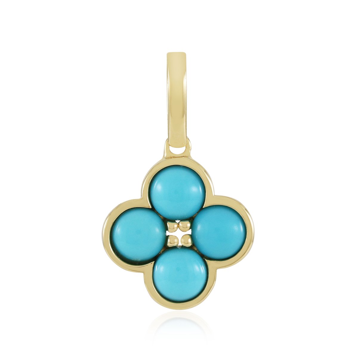 Cavill - Zilveren Hanger 925 Sterling Zilver - 18K Goud Verguld - Sleeping Beauty Turkoois 1,08 ct - Ronde Cabochon - Stijlvol Design
