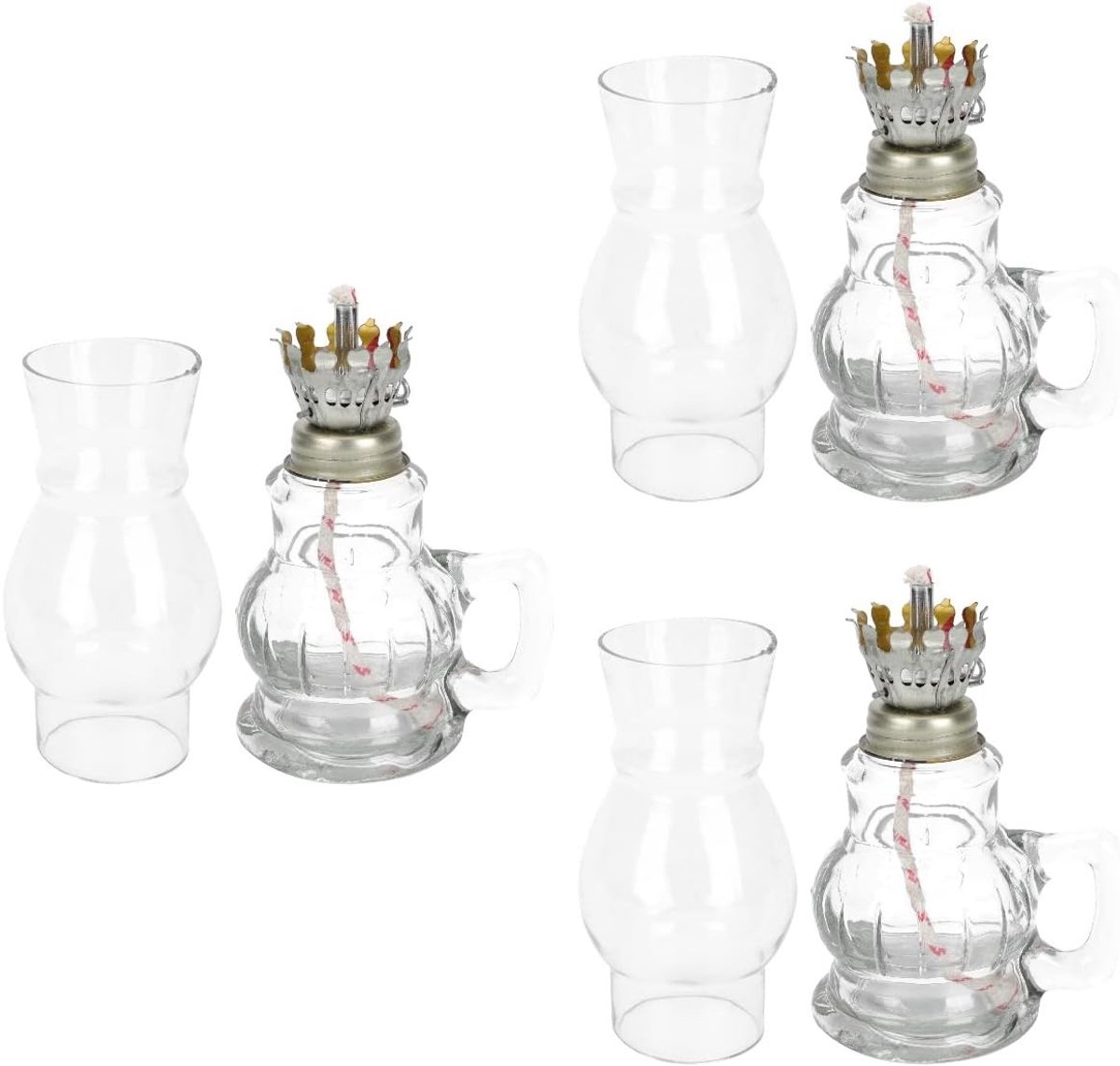 Petroleumlamp 3 delig - Vintage glazen olielamp - Antiek stijl - Perfect voor binnen en buiten - ShopVlot