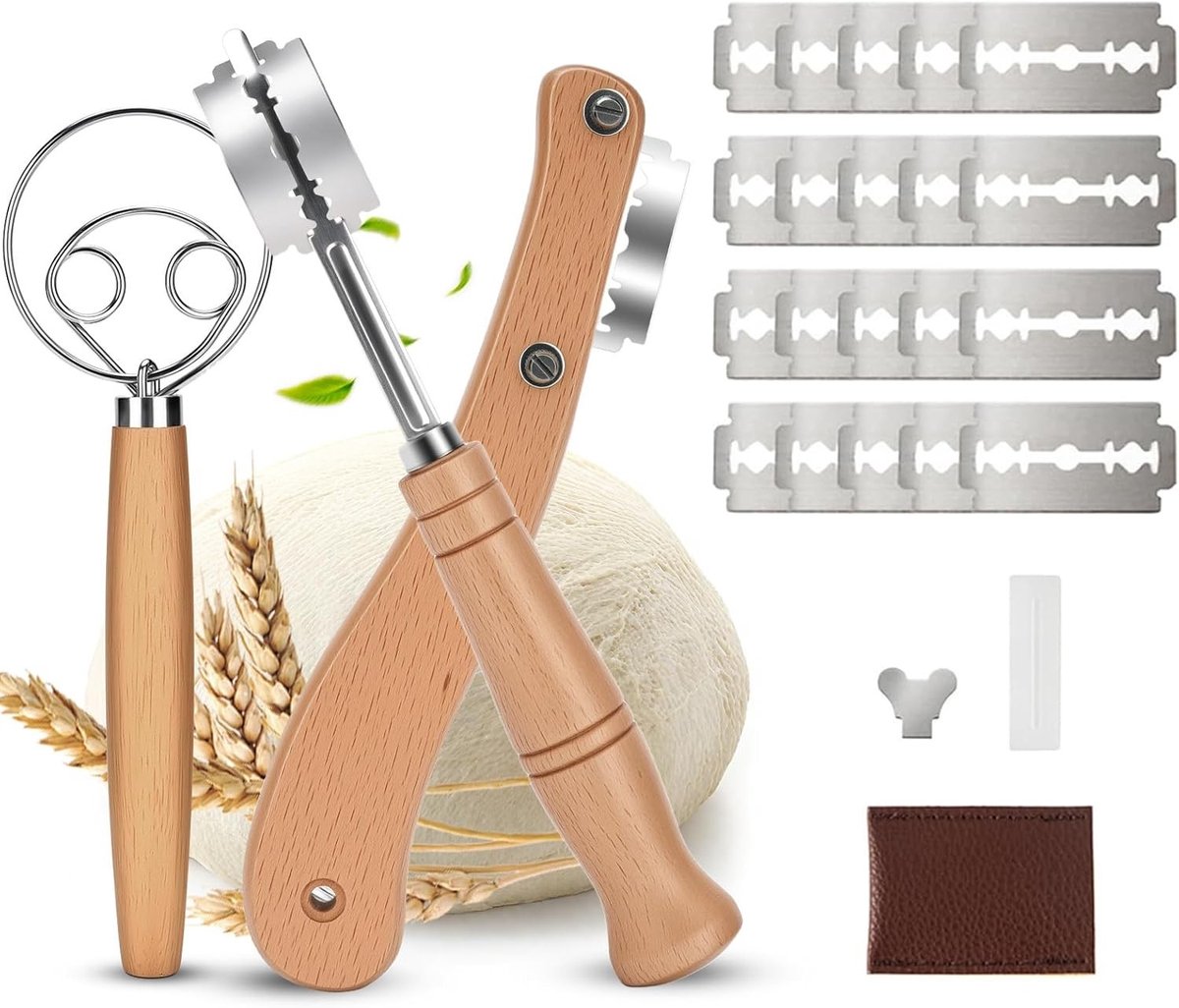 Broodmes Set - Roestvrij Staal - 19 cm x 23 cm - Met Vervangbare Messen - Voor Bakliefhebbers