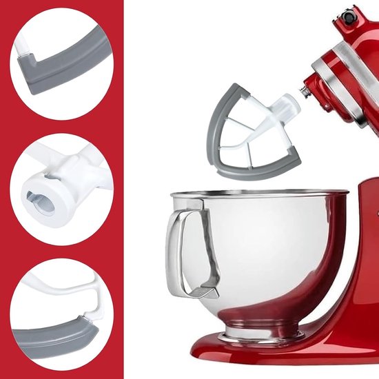 Flex Edge Klopper - Mixer Accessoire Keukenmachine - Beslag Maken - Dubbele Flexkant - 155 mm x 154 mm - Zilver — afbeelding 2