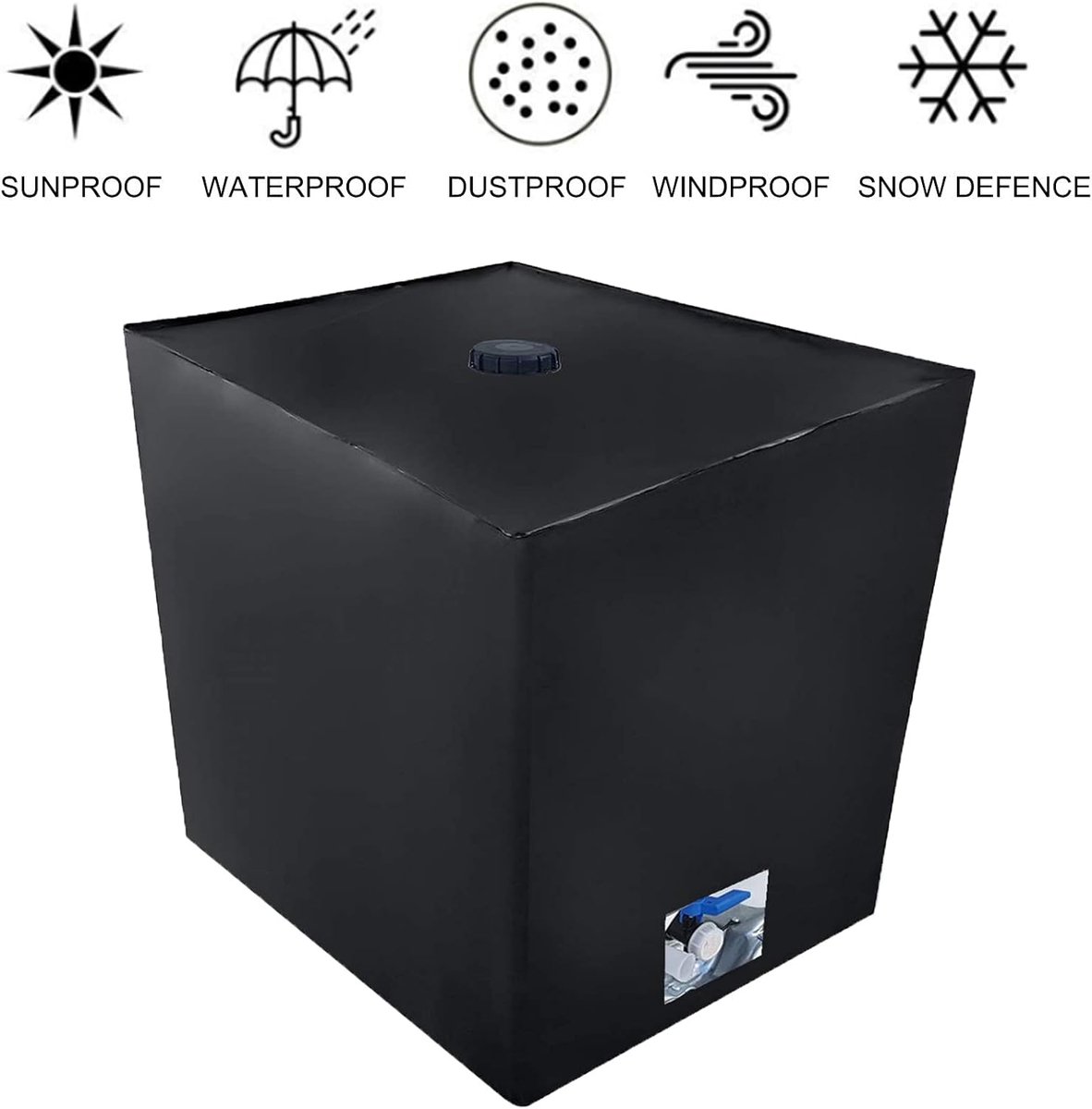 SnelShoppen - Water Tank Zeil 1000 L IBC, UV Bescherming, Stofdicht, Regenbestendig, 116 x 100 x 120 cm, Perfect voor Tuin, Camping en Buitengebruik