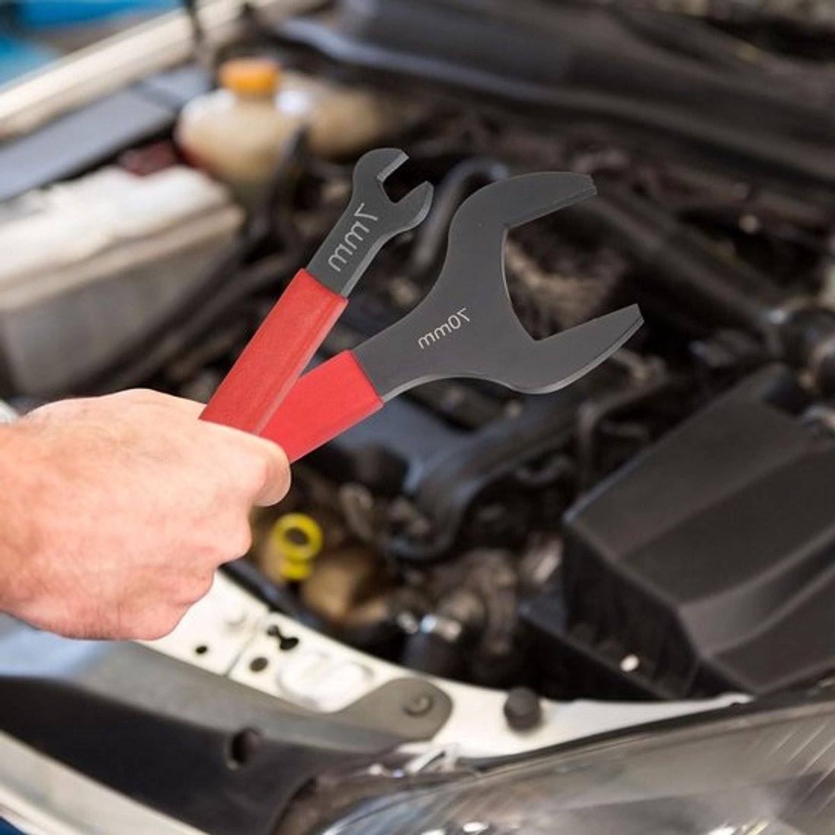 30 mm Enkele Open Steeksleutel, Metrisch, 15 Graden, Gehoekte U-Vormige Sleutel met Plat Hoofd voor Auto Reparatie en Onderhoud