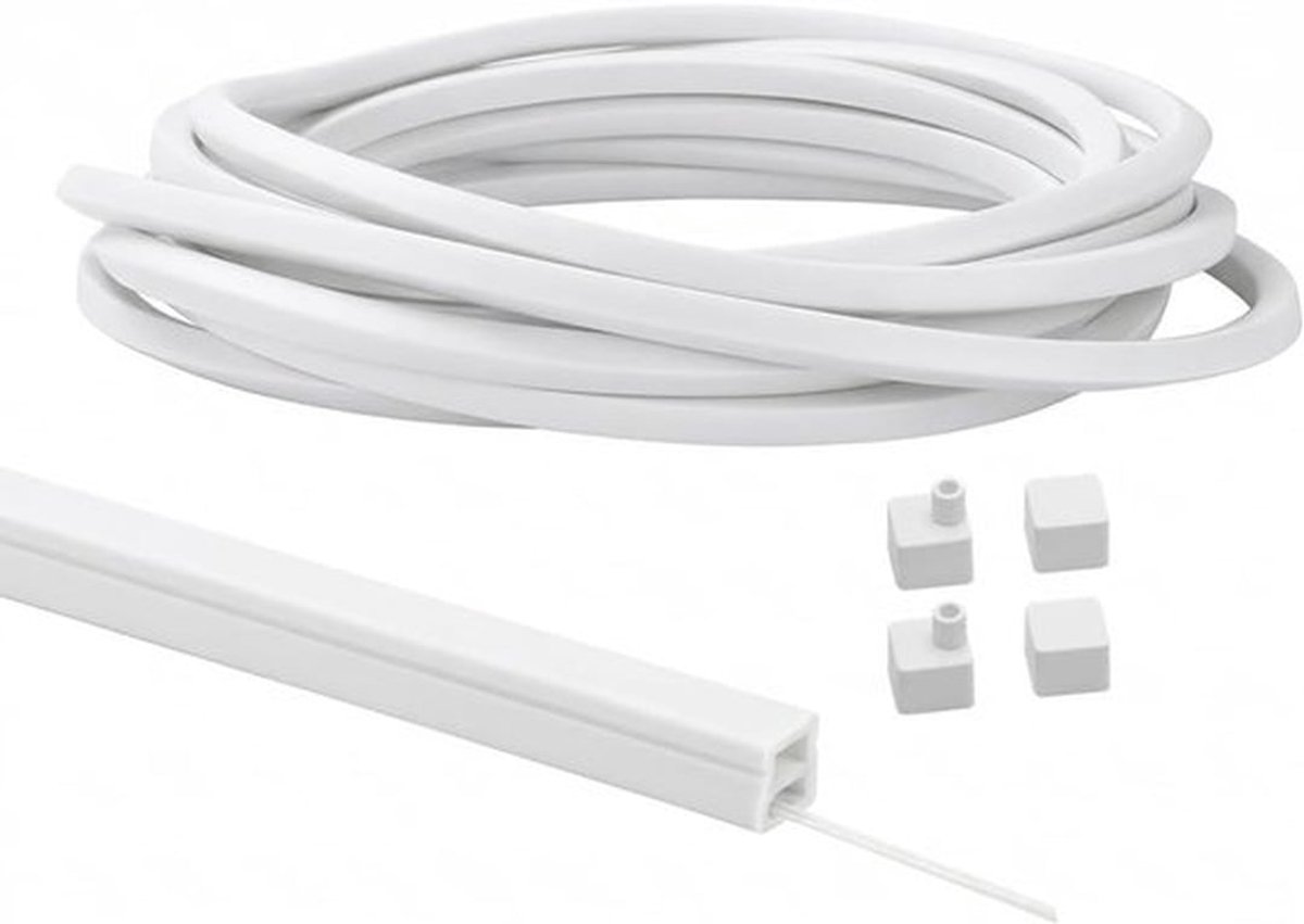 Flexibel LED Strip Profiel en Diffuser, 3 m, 12 x 12 mm voor Geluidspanelen met Eindkappen en Montageclips, Waterdichte Afdekking