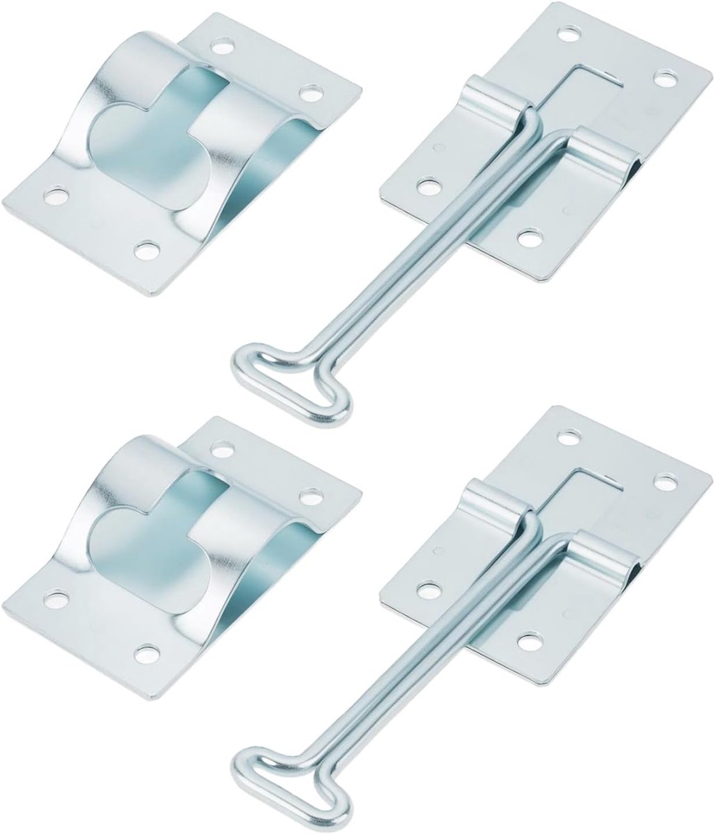 SnelShoppen - 2 Stuks 4 Inch T Stijl Deurslot Poortgrendel Verzinkt Staal voor RV Camper Trailer Deurhouder, Zilver