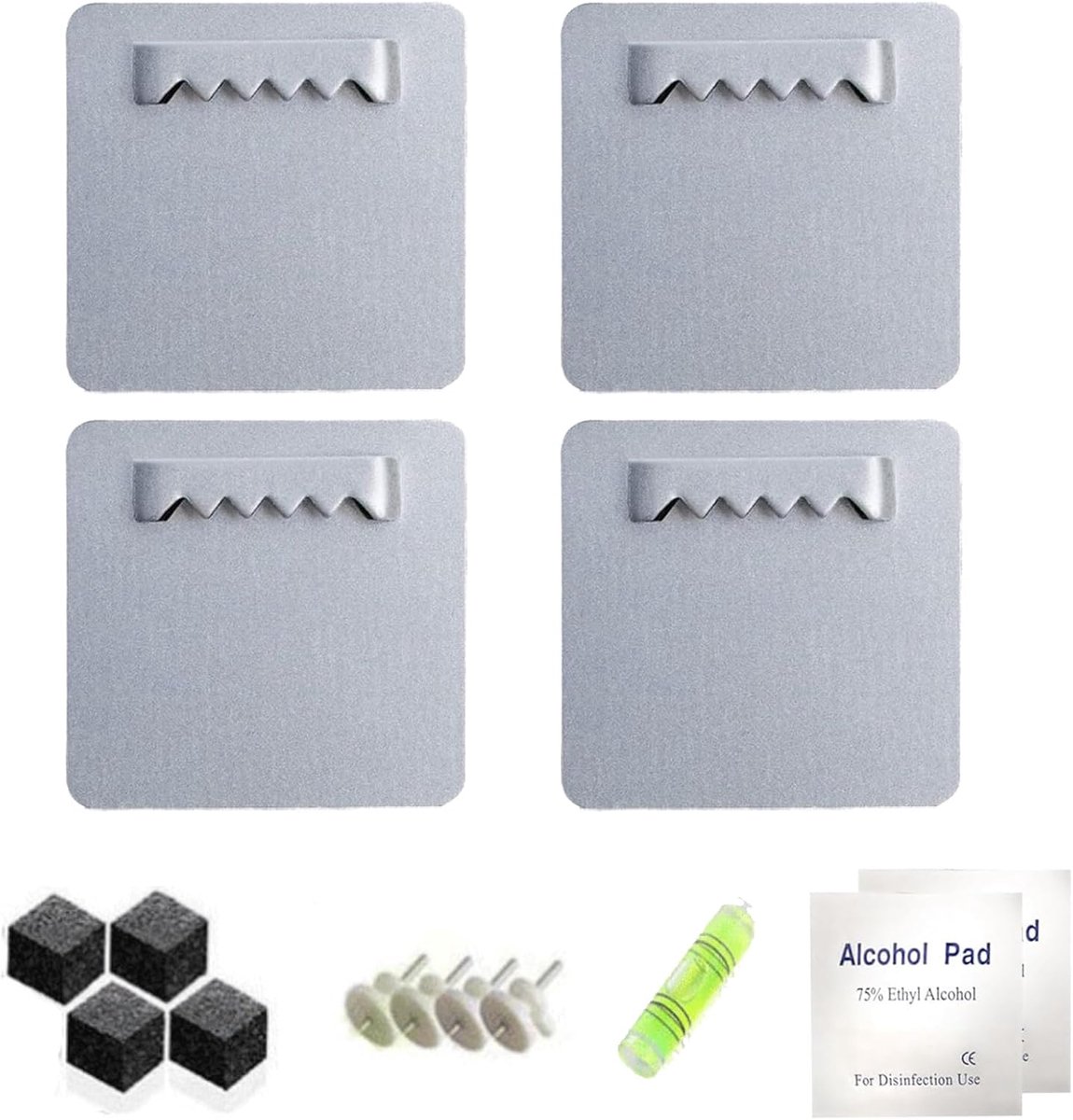 SnelShoppen - Pack van 4 Auto Haken, Zelfklevende Hangers voor Foto's, Geen Boren Nodig, Sterke Hechting voor Zware Afbeeldingen, Spiegels en Acryl Gl