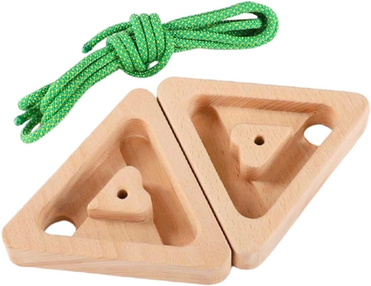 SnelShoppen - Draagbare Houten Vingerbord Hangplank Klimring Dubbelzijdige Grip Trainer met Touw voor Binnen en Buiten Vingersterkte Training en Klims