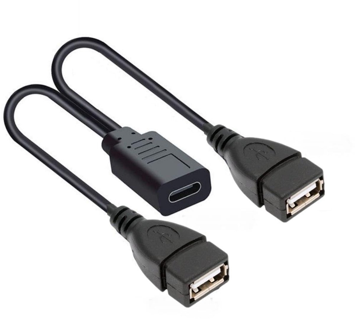 USB Y splitter kabel 0.3M - USB C naar 2 USB - ondersteunt gelijktijdig opladen - ideaal voor mobiele apparaten - ShopVlot