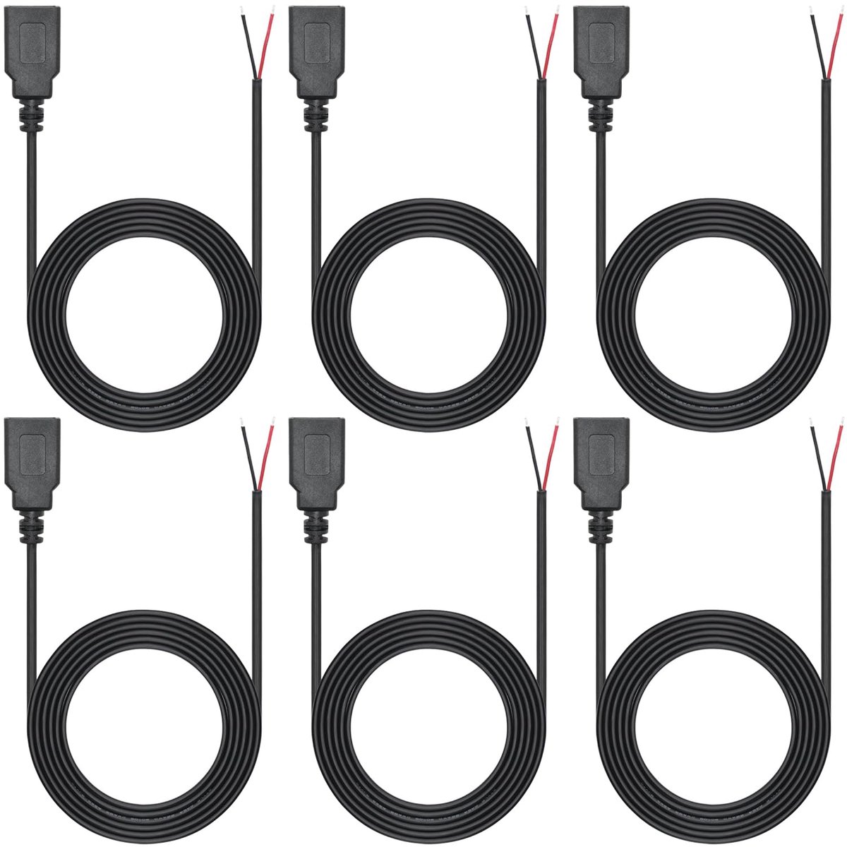 USB 2.0 female connector 12V/3A - 2 pin bare wire - 1 meter pigtail kabel - ideaal voor DIY-projecten - ShopVlot