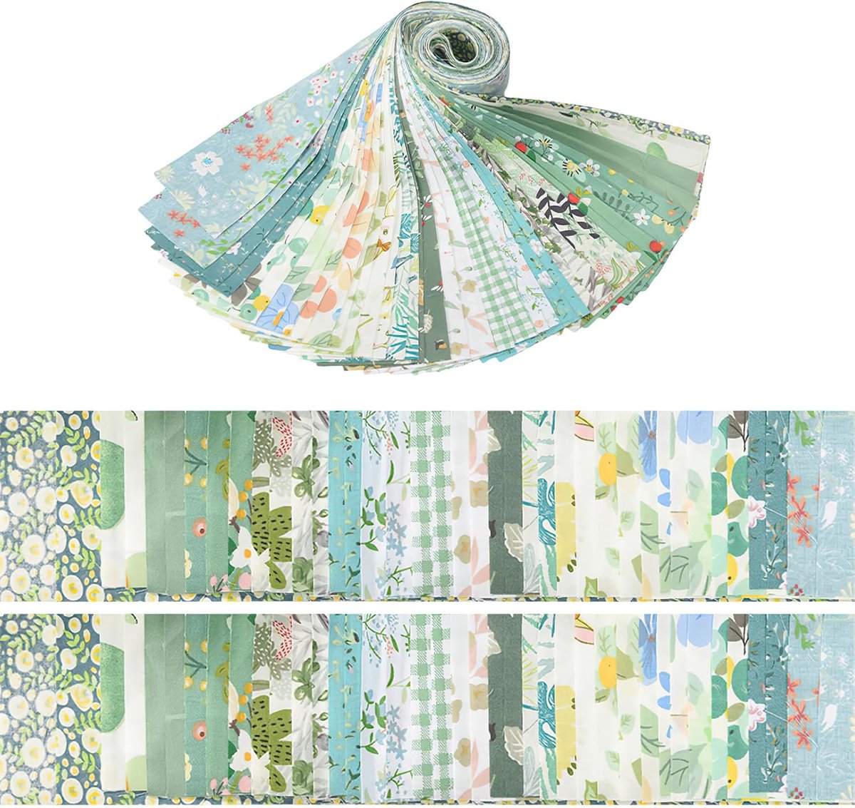 Stofpakket 40 Stukken 6 x 50 cm - Katoenen Patchwork - Bloemenmotief - Ideaal voor Creatieve Knutselprojecten - ShopVlot
