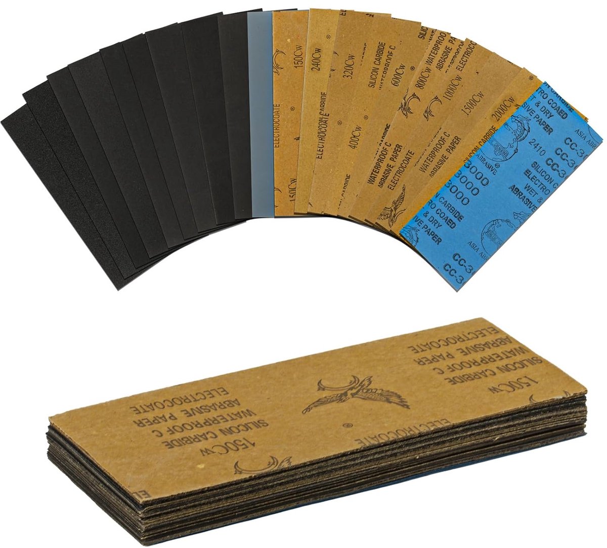 Sandpapier set 80 stuks - korrelgrootte 150-3000 - droog en nat schuurpapier - ideaal voor hout en metaal - SnelShoppen