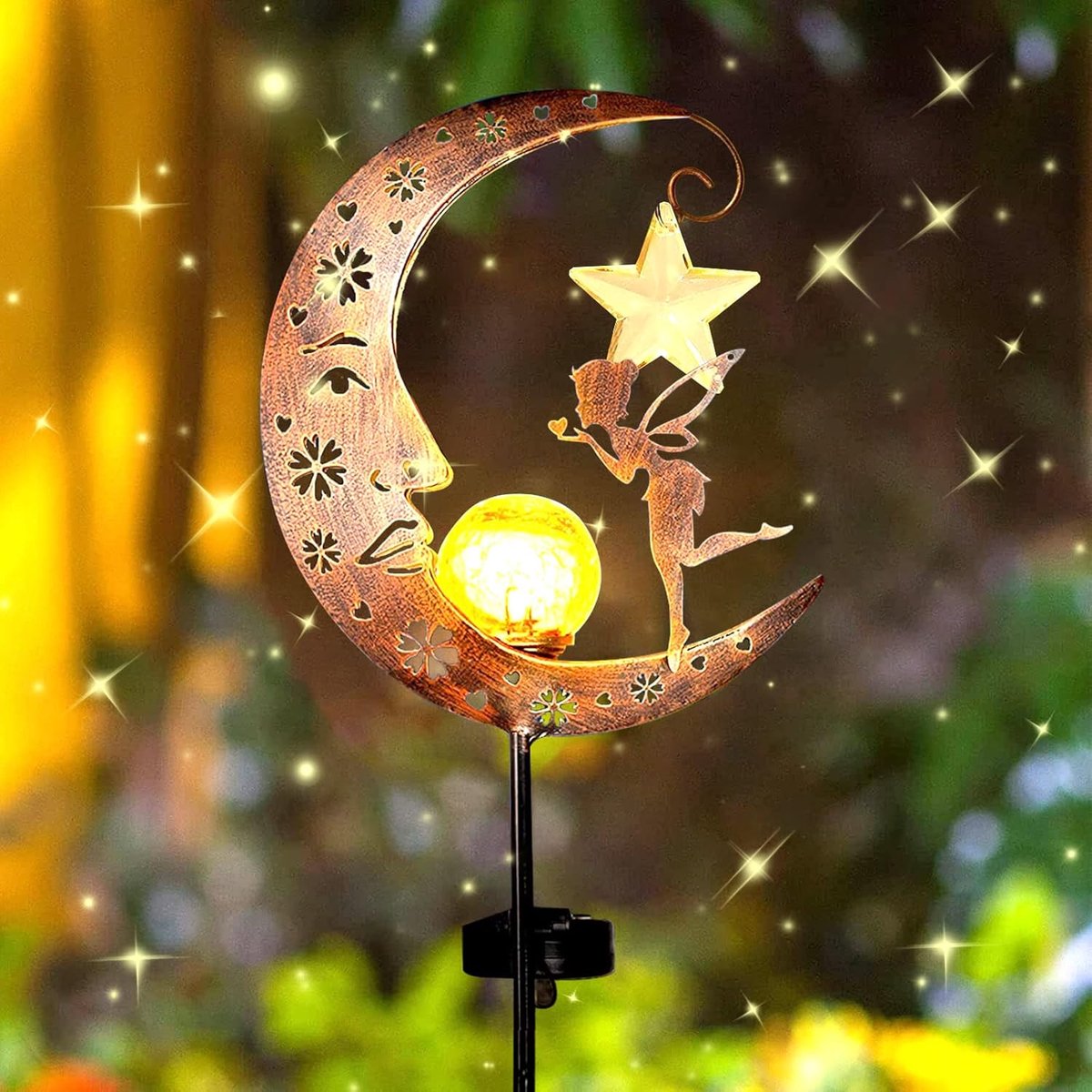 SnelShoppen - Solar Lamp Maan - Tuinverlichting en Decoratie voor Tuin en Patio - Waterdichte Buitenlampen met Uniek Design - Sfeervolle Lantaarn voor