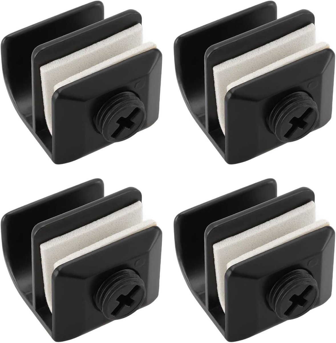SnelShoppen - 4 Stuks Glazen Deurhendel Zink Legering Non-Drilling Glas Display Kast Klem Hendel voor 3-5mm Dikke Glazen Kasten Keuken Badkamer Zwart