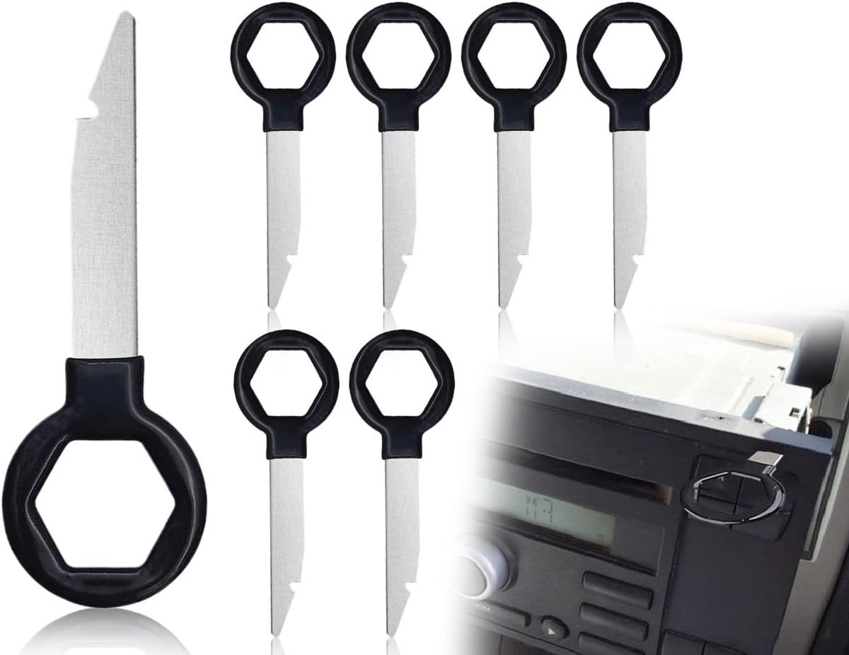 Car radio de-installatie tools - set van 6 - zwart - geschikt voor VW auto’s - eenvoudig in gebruik - ShopVlot