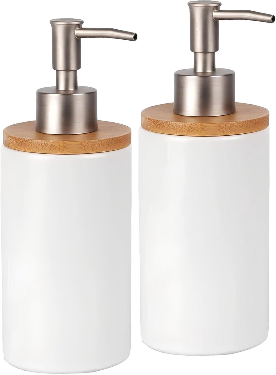 Zeepdispenser 400 ml - keramiek - met pomp - voor handzeep - ShopVlot
