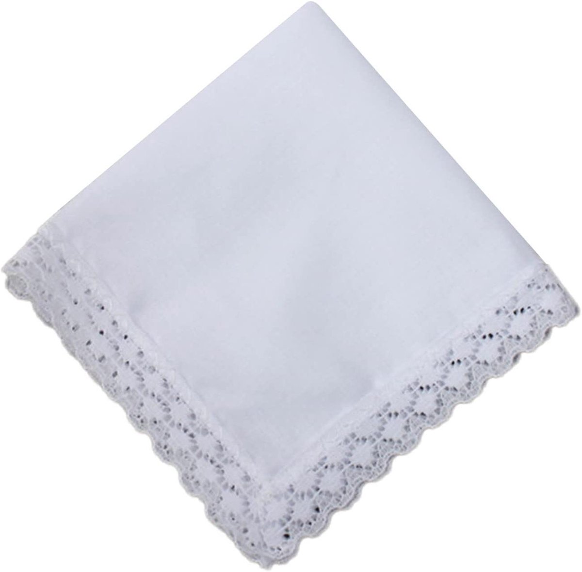 Katoenen Zakdoek - Zakdoekjes Heren Dames - Dagelijks Gebruik - Kantrand Afwerking - 23x25cm - Wit