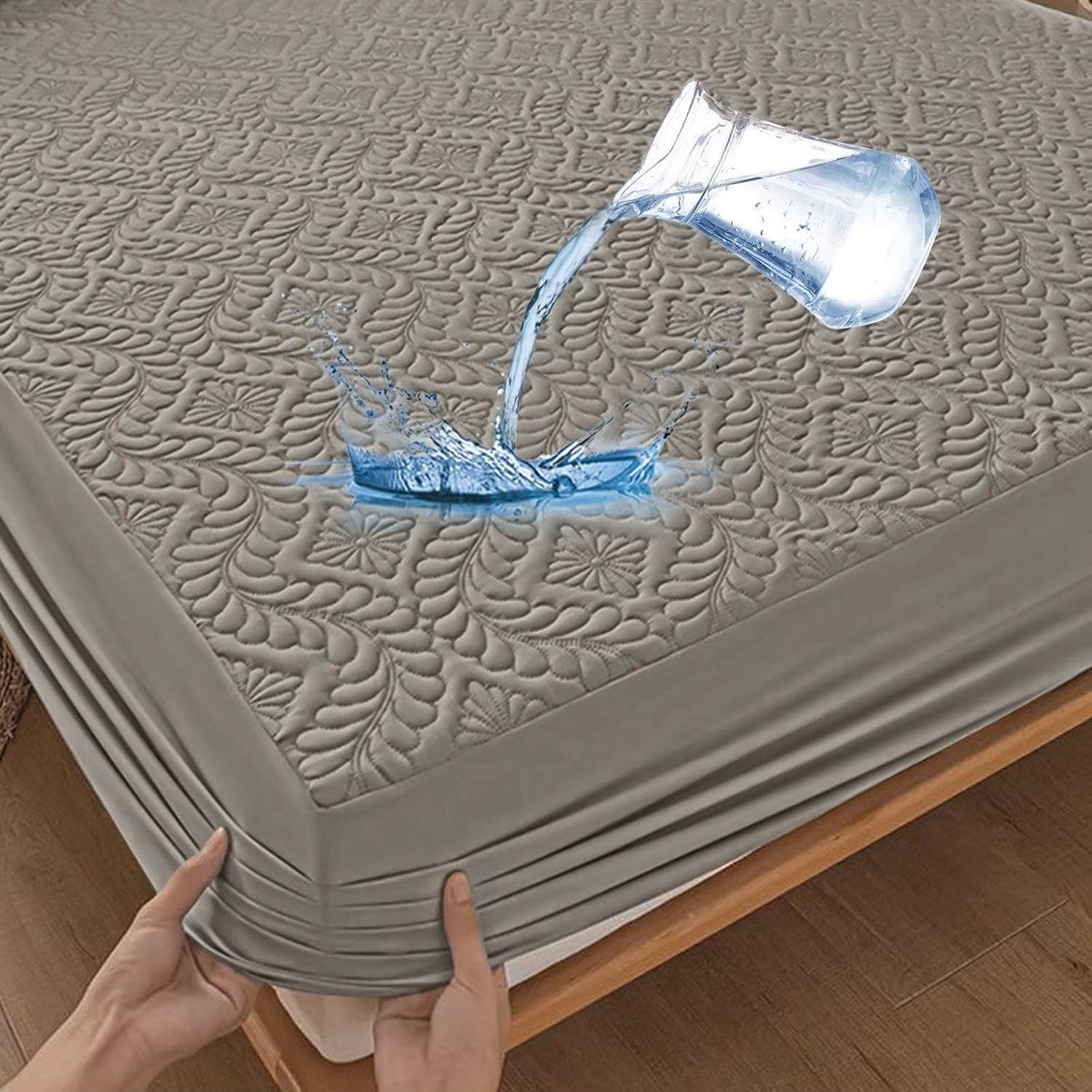 Matrasbeschermer - Grijs - 120 x 200 cm - Waterdicht en Ademend Hoeslaken - Voor Matrassen tot 30 cm Hoog