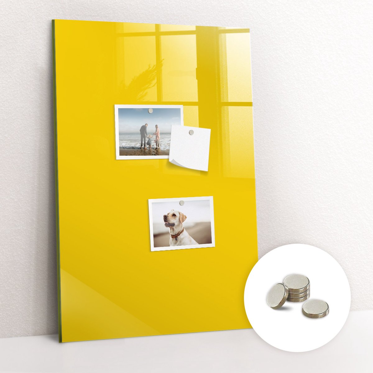 Tulup Glassboard - Lichtgele kleur Magneetbord - 40 cm x 60 cm - Magneetbord Rechthoekig - Interieur Accessoires Kantoor - Magneetbord Design Geel - Inclusief Gratis Magneten - Magnetic Board - Magnetisch Bord