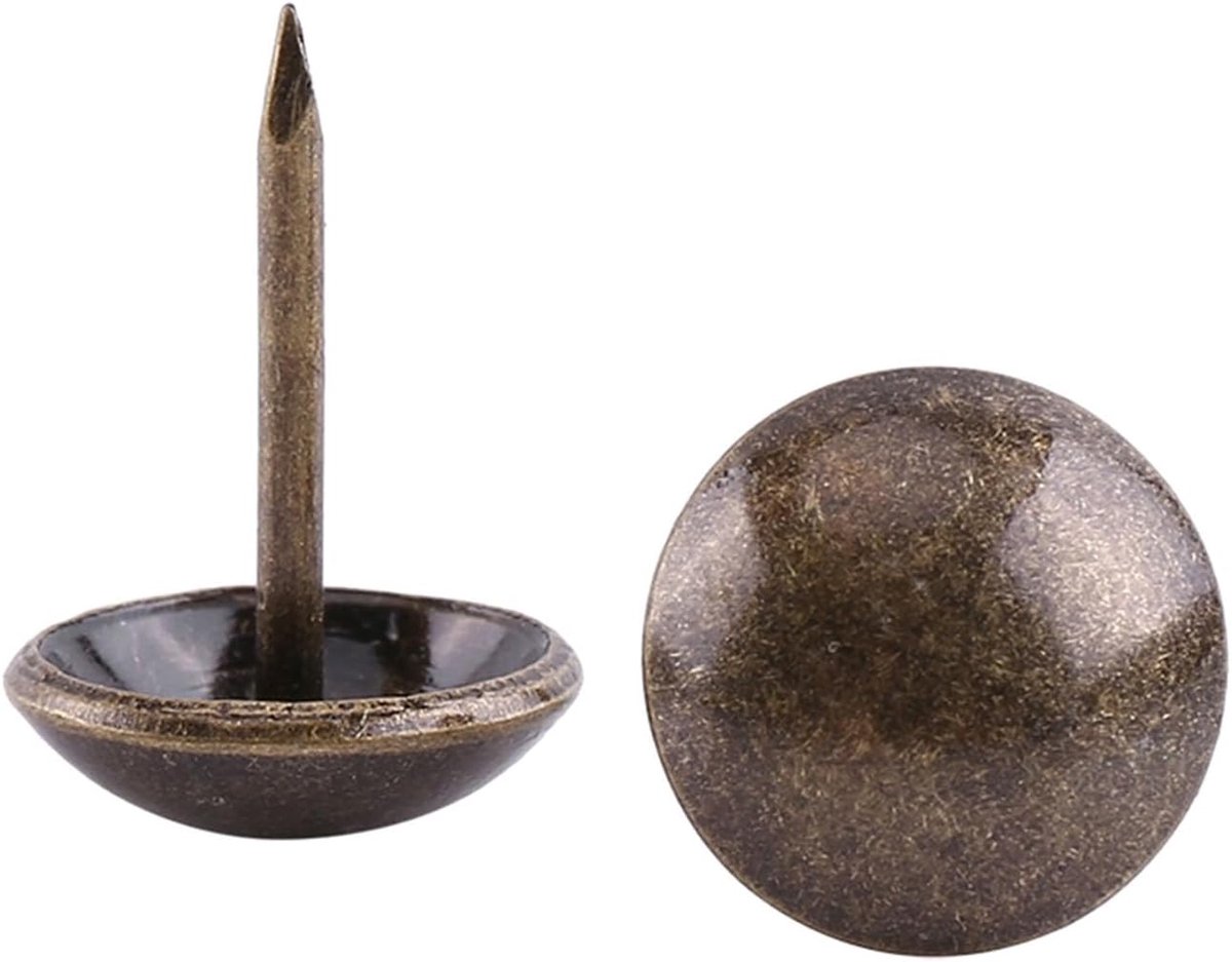 SnelShoppen - Decoratieve Spijkers Vintage Messing Kleur 100 Stuks - Meubel Spijkers voor Stoelen, Deuren en Schoenen - 6x14mm Patroon Hoofd Spijkers
