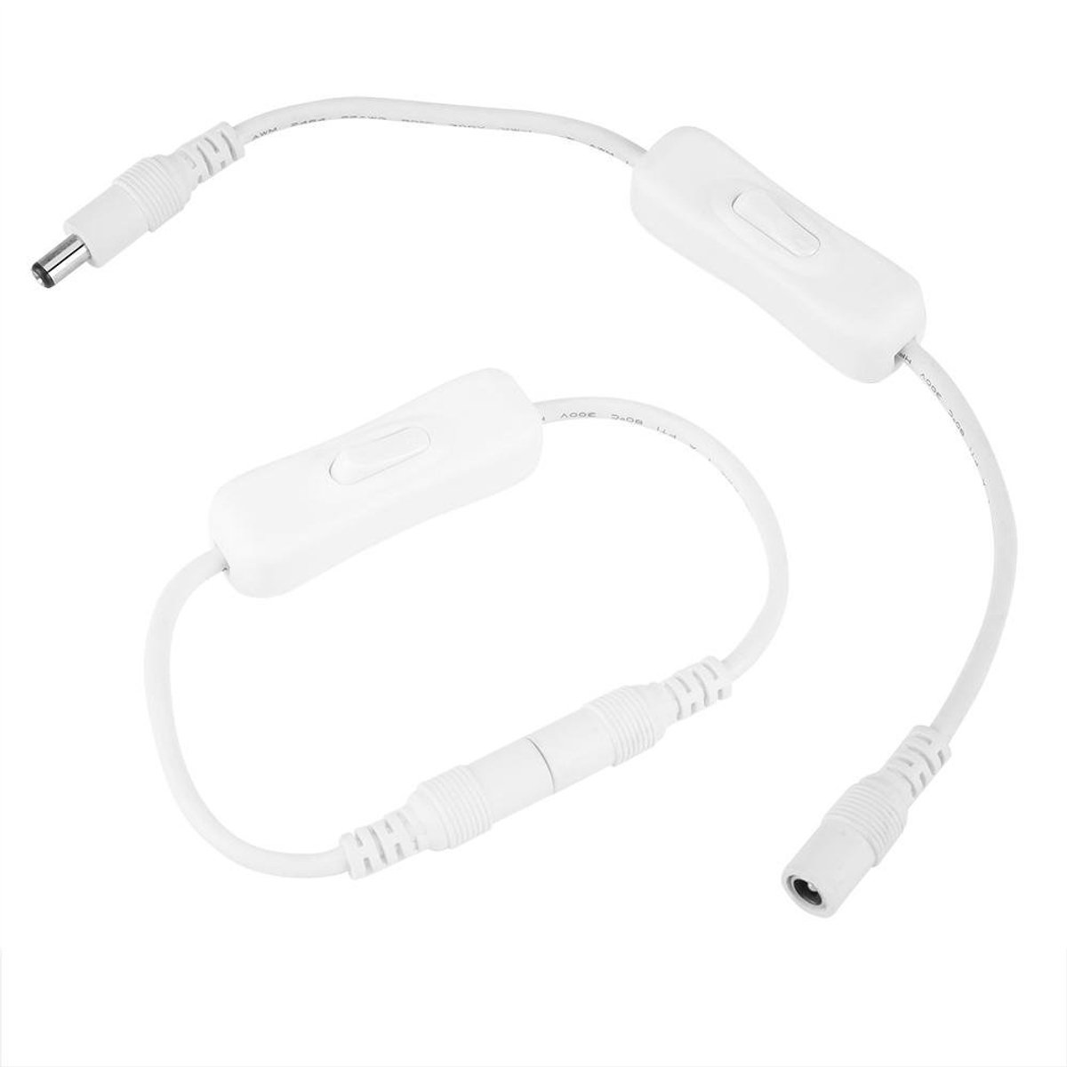 SnelShoppen - 32cm LED Strip Lights Met Aan/Uit Schakelaar Kabel DC Mannelijk Naar Vrouwelijk Voedingskabel Inline (Wit) - Eenvoudige Installatie Voor