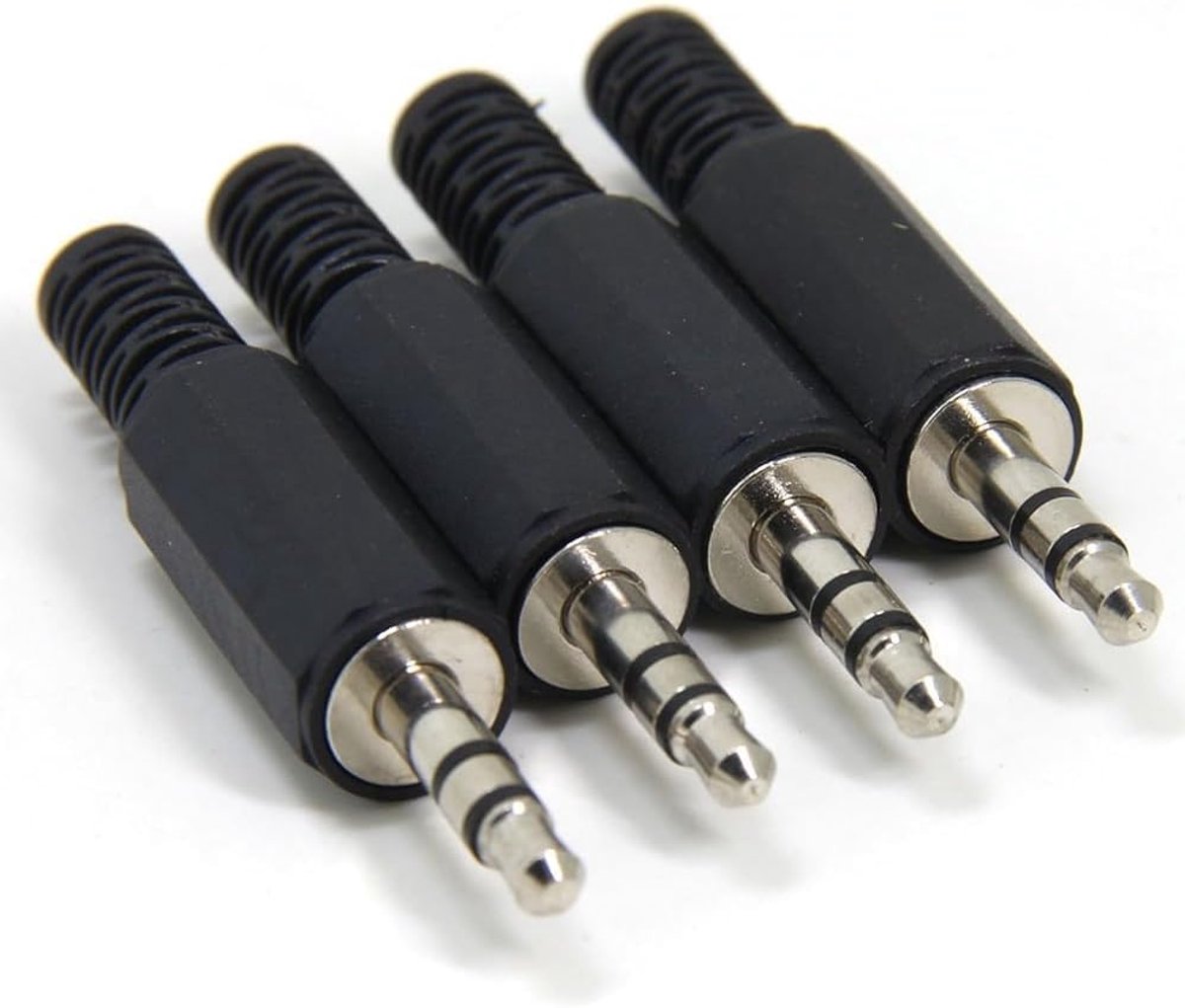 SnelShoppen - 3-pool 3.5mm soldeerbare TRS mannelijke audio jack connectoren (4 stuks) voor reparatie audio headset, hoogwaardig, ideaal voor OMTP kab