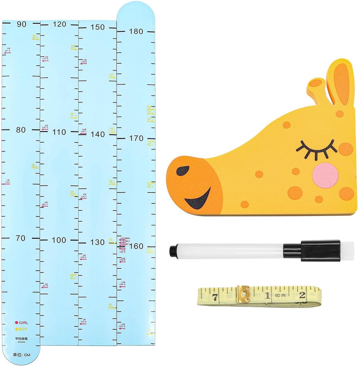 SnelShoppen - Kinderen Groeimeter Muurstickers 3D Verplaatsbare Giraffe Hoogtemeter voor Jongens Peuter Slaapkamer Decoratie