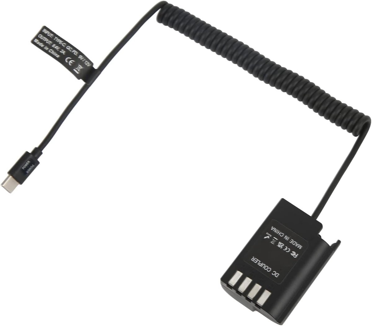 SnelShoppen - Dummy Accu voor Lumix S5 DCS5 DCS5K GH5M2 GH6 Digitale Camera 8.4V 2A Power Adapter met QC PD Snelladen 9V 12V