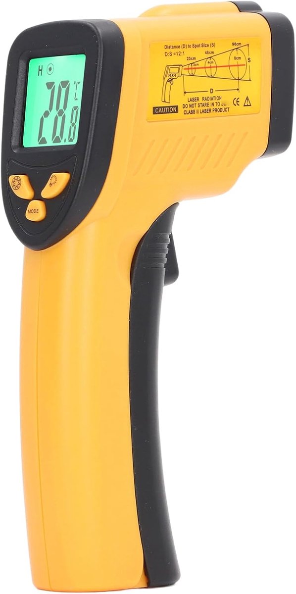 SnelShoppen - Industrieel Infrarood Thermometer Contactloos Handheld Temperatuurmeting van 50 tot 550 Graden Celsius voor Warmwaterleidingen, Motorond