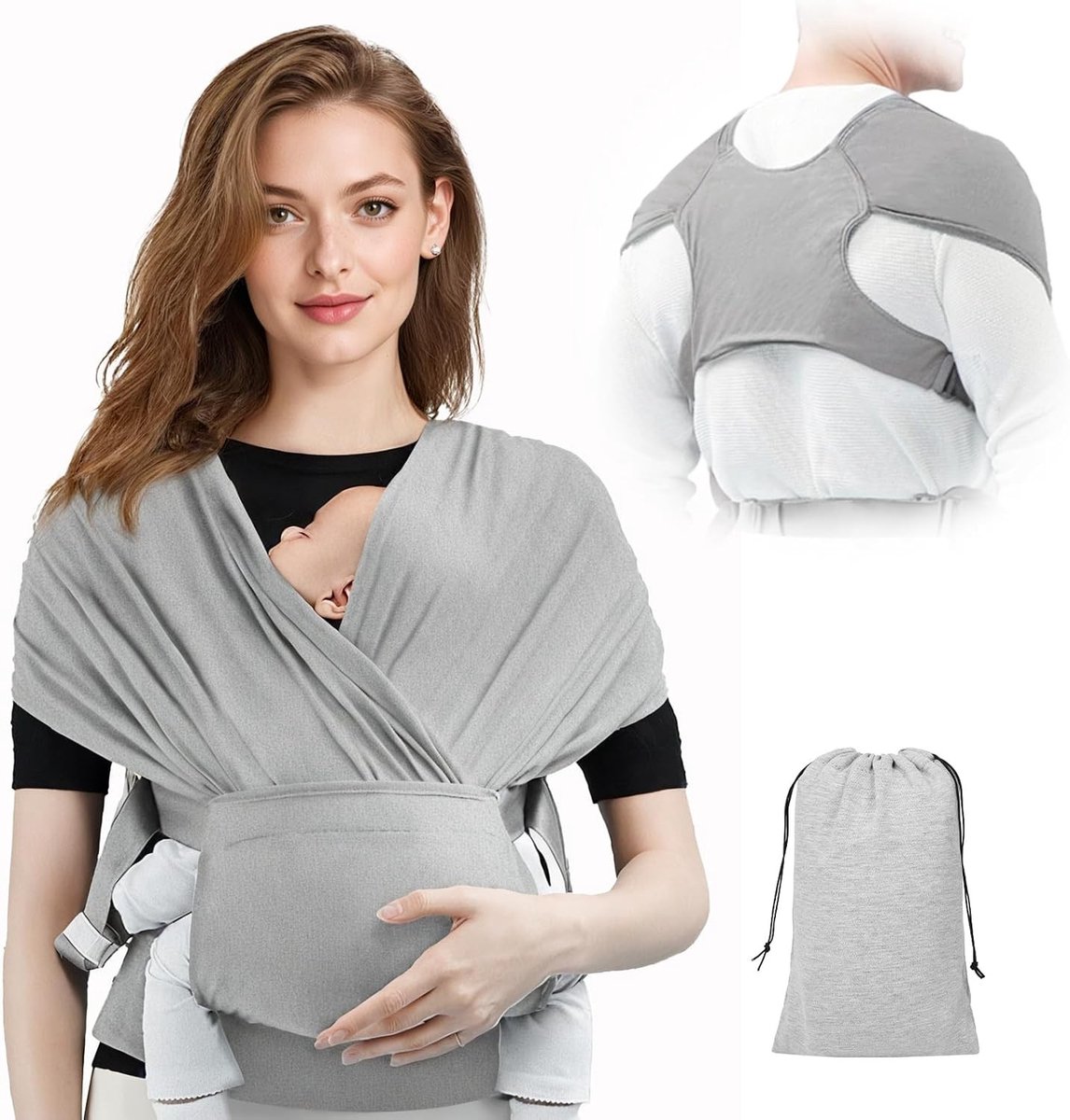 Ergonomische Draagzak voor Baby's, Verstelbaar en Makkelijk Schoon te Maken, Geschikt tot 15 kg (Lichtgrijs)